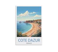 BaHeLs Cote D'Azur France Vintage Travel Posters Landscape 08x12inch(20x30cm) Canvas Wall Art Print Painting for Wall Decor Living Room Bedroom