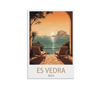BaHeLs Es Vedra Ibiza Vintage Travel Posters Sunset 12x18inch(30x45cm) Canvas Wall Art Print Painting for Wall Decor Living Room Bedroom