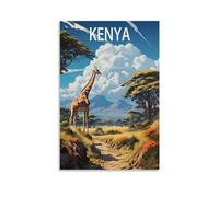 BaHeLs Kenya Africa Vintage Travel Posters Landscape 08x12inch(20x30cm) Canvas Wall Art Print Painting for Wall Decor Living Room Bedroom