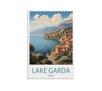 BaHeLs Lake Garda Italy Vintage Travel Posters Coast 08x12inch(20x30cm) Canvas Wall Art Print Painting for Wall Decor Living Room Bedroom