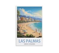 BaHeLs Las Palmas Gran Canaria Vintage Travel Posters Coast 12x18inch(30x45cm) Canvas Wall Art Print Painting for Wall Decor Living Room Bedroom