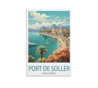 BaHeLs Port De Soller Mallorca Vintage Travel Posters Landscape 08x12inch(20x30cm) Canvas Wall Art Print Painting for Wall Decor Living Room Bedroom