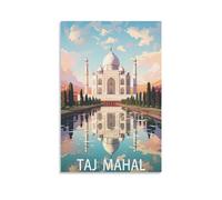 BaHeLs Taj Mahal India Vintage Travel Poster Landscape 08x12inch(20x30cm) Canvas Wall Art Print Painting for Wall Decor Living Room Bedroom
