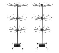 bahforam 2 Pcs 3-Tier Rotating Jewelry Display Stand, 28.35 inch Tall Floor-Standing Metal Rack with 60 Hooks Total (30 per Stand), Adjustable Tiers, Black - Necklaces, Earrings, Keychains