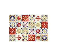 Bahia Burnt Orange and Beige Moroccan Wall Tile Sticker Set - 15 x 15 cm (6 x 6 in) - 24 pcs, DIY Art, Home Decorations, Decals, Kitchen Decor, Bathroom Ideas