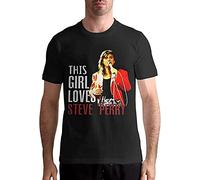 BAHIMI Steve Perry T Shirts Men's Tops Short Sleeved Round Neck Cotton Shirt Size XL Black