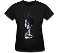 BaHimi Women's Until Dawn Cool Skull Crew Neck Tshirts Size S Black