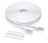 BAHIWOM Cat8 Ethernet Cable 10M with Clips,Flat HighSpeed 40Gbps RJ45 White | Shielded STP Gigabit Lan Internet Cable with Gold-plated Connectors Perfect for Router,Modem,PC,Laptop,Smart TV
