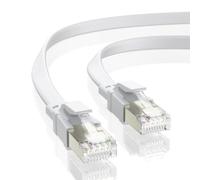 BAHIWOM Cat8 Ethernet Cable 1M,Flat High Speed 40Gbps/2000Mhz RJ45 White | Shielded STP Gigabit Lan Internet Cable with Gold-plated Connectors Perfect for Router,Modem,PC,Laptop,Smart TV