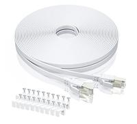 BAHIWOM Cat8 Ethernet Cable 20m with Clips, 40Gbps/2000Mhz High Speed Gigabit Lan Network Cable, Internet Cable Compatible with Router, with Modem, with PC, with Laptop - White