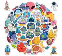 BAHME Set of 50 Space Stickers - Rocket Stickers, Astronauts & Planets for Children