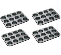 Bahob® 4 Pack 12 Hole Non Stick Cupcake Tray Muffin Pan Baking Moulds Hole Cup (Pack of 1,2,4) (4)