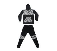 Bahob® Boys Tracksuit Activewear 2 Piece Fleece Pull Over Hoodie and Joggers Camouflage Contrast Tracksuit Set 5-14 Years (BFTS-53-D, 13-14 Years)