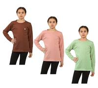 Bahob® Girls Long Sleeve T-Shirt 3 Pack Shirt for Girls Lightweight Soft Comfort Fit Round Neck Tee Shirt 5-14 Years (GFS-40-A, 9-10 Years)