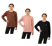 Bahob® Girls Long Sleeve T-Shirt 3 Pack Shirt for Girls Lightweight Soft Comfort Fit Round Neck Tee Shirt 5-14 Years (GFS-40-B, 7-8 Years)