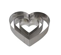 Bahob® Stainless Steel Cake Baking Moulds Heart-Shape Cake Tin Set of 3 Small Medium and Large Ideal for Wedding Cake Mould Set and Dessert Mould