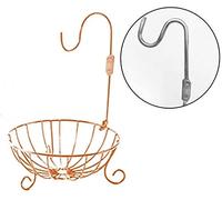 BaHoki Essentials Fruit Tree Bowl with Foldable Banana Hanger, Wire Storage Basket (Copper/Rose Gold)