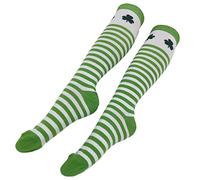 BaHoki Essentials St. Patrick's Day Socks - Knee High Irish Green - Shamrock and Clover Socks, Leprechaun's' Lucky Stripes, One size