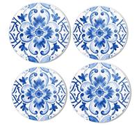 Bahomeck Gas Stove Burner Cover Set Of 4,Elegant Celadon Porcelain Watercolor Art Metal Stove Burner Covers,Electric Stove Burner Covers,Protecting Gas Stoves,Kitchen Decor,8 Inches And 10 Inches