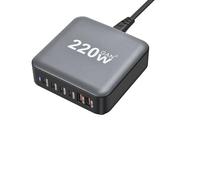 BAHOND 220W GaN III 6 Ports Fast Charging Station Hub Block Portable Wall PD Charger Power Adapter, 100W Port for MacBook Pro/Air, iPhone 15 14 13 12 11, Galaxy S24 S23