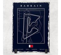 Bahrain Grand Prix Sakhir Track F1 Slate Plaque with Stand - 200mm x 150mm - Coordinates Keepsake for F1 Race Fans (NAVY)