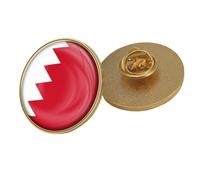 Bahrain Pin Badges Brooch - Simple Crystal Flag Print Lapel Pin,Patriotic Butterfly Buckle Flag Brooch Pin For Unisex Clothing Bags Shirt Backpack Crafts Round