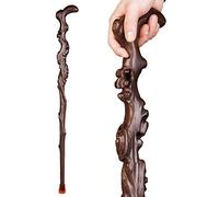 Bahu Wood Carved Crutch, Handmade Wooden Cane for Men and Women, Fashionable Comfortable Handle Walking Sticks, Retro Cane, Exquisite Carving Walking Canes as Gift (Brown1) (BH-1)