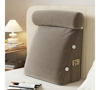 BAHULA Bed Wedge Reading Pillow, Adjustable Reading Throw Cushion Triangular Pillow Wedge Couch Pillow for Lumbar Neck Back Support Pillow,Light Coffee,59x54x23cm