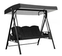 BAHULA Replacement Canopy for Swing Seat 3 Seater Garden Hammock Cover, 210D Oxford Cloth Patio Swing Top Cover with 4 Reinforced straps - UV Protection,Black,191x120x20cm