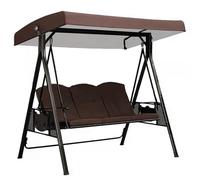 BAHULA Replacement Canopy for Swing Seat 3 Seater Garden Hammock Cover, 210D Oxford Cloth Patio Swing Top Cover with 4 Reinforced straps - UV Protection,Brown,191x120x20cm