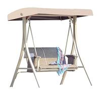 BAHULA Replacement Canopy for Swing Seat 3 Seater Garden Hammock Cover, 210D Oxford Cloth Patio Swing Top Cover with 4 Reinforced straps - UV Protection,Beige,191x120x20cm