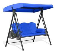 BAHULA Replacement Canopy for Swing Seat 3 Seater Garden Hammock Cover, 210D Oxford Cloth Patio Swing Top Cover with 4 Reinforced straps - UV Protection,Blue,191x120x20cm