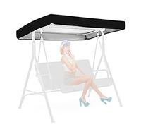 BAHULA Swing Chair Canopy Replacement, Replacement Canopy for Swings Seat, Garden Swings Chair Cover Waterproof Anti-UV, 3 Seater Garden Swings Top Covers,Black