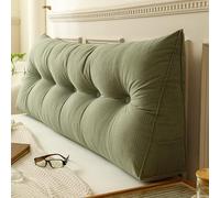 BAHULA Triangular Wedge Headboard Pillow, Large Bolster Bed Rest Reading Pillow Backrest Positioning Support Bolster Cushion with Removable Cover,Green B,100x50x20cm