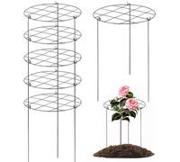 Bai42Ylou 6 PCS Peony Cages and Supports Plant Supports for Outdoor Plants, Heavy Duty Peony Plant Support with 3 Legs, Grow Through Ring for Vegetables Rose Outdoor Plants 15.8 * 11.8inch