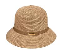 Bai42Ylou Summer Cloche Women's Sun Hats, Straw Cloche Summer Hats for Women, Short Brim Bowler Sun Hat Ladies Hat Foldable Womens with Belt for Gift Khaki M