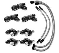 Baiann Engine Steam Hoses Steam Vent Hose Kit for LS LSX LS1 LS2 LS6 LM7 Fuel Brake Line CPE/NBR Rubber and Stainless Steel Braided fit for Front & Rear Venting AN4 Complete Coolant Crossover