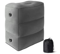 Baiao Inflatable Foot Rest Pillow, Adjustable Height Airplane Travel Pillow, Blow up Plane Footrest Pillow for Office, Airplane, Train, Cars, Home(Grey)