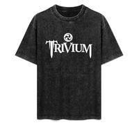 BAIAOBANG Trivium Heavy Metal Vintage Streetwear T-Shirt Washed Unisex Tops Size M Black