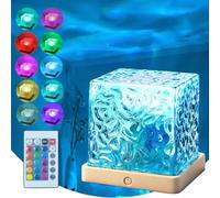 Baibaiba Ocean Lamp Water Light Projector - Water Ripple Projector Light Cube Aurora Northern Lights Wave Ripple Night Light for Bedroom (16 Colors)