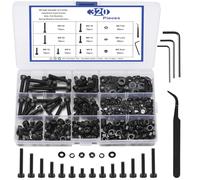 BaiBaoHui 320pcs M5 Mechanical Screw Assortment Kit, Grade 12.9 Alloy Steel Hexagon Socket Metric Bolts with Nut Flat Washers and Spring Washers Sleeves with 1 Hexagonal Wrenches 1 Tweezer