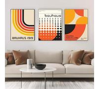 Baibexing Abstract Bauhaus Geometric Lines Poster Prints Wall Art Canvas Painting Picture For Living Room Home Decor 60X80Cmx3Pcs Unframed