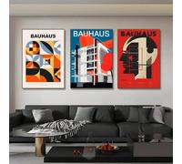 Baibexing Abstract Bauhaus Geometric Poster Prints Wall Art Canvas Painting For Living Room Home Decor 21X30Cmx3Pcs Unframed