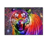 Baibexing Abstract Colorful Animals Tiger Canvas Painting Posters Prints Art Wall Pictures Living Room Home Decor A4 40X50Cm Unframed