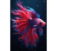 Baibexing Abstract Marine Creatures Tropical Betta Fish Rainbow Fish Goldfish Poster Canvas Paintings Wall Art Pictures Home Decor A3 21X30Cm Unframed