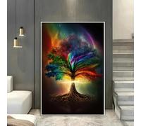 Baibexing Abstract Mystical Tree Poster Prints Colorful Fluorescent Happy Tree Canvas Painting Wall Art Picture For Living Room Home Decor 40X60Cm Unframed