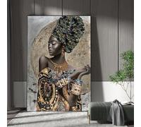 Baibexing African Woman Poster And Print Retro Abstract Figure Canvas Painting Wall Art Picture For Living Room Home Decor A1 21X30Cm Unframed