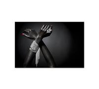 Baibexing African Women Hand Gesture Jewelry Canvas Painting Posters And Prints Wall Art Pictures For Living Room Home Decoration A6 40X60Cm Unframed