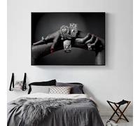 Baibexing African Women Hand Gesture Jewelry Canvas Painting Posters And Prints Wall Art Pictures For Living Room Home Decoration A1 40X60Cm Unframed