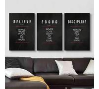 Baibexing Believe Discipline And Focus Definition Poster Prints Motivational Inspirational Canvas Painting Wall Art For Home Office Room Decor 30X40Cmx3Pcs Unframed